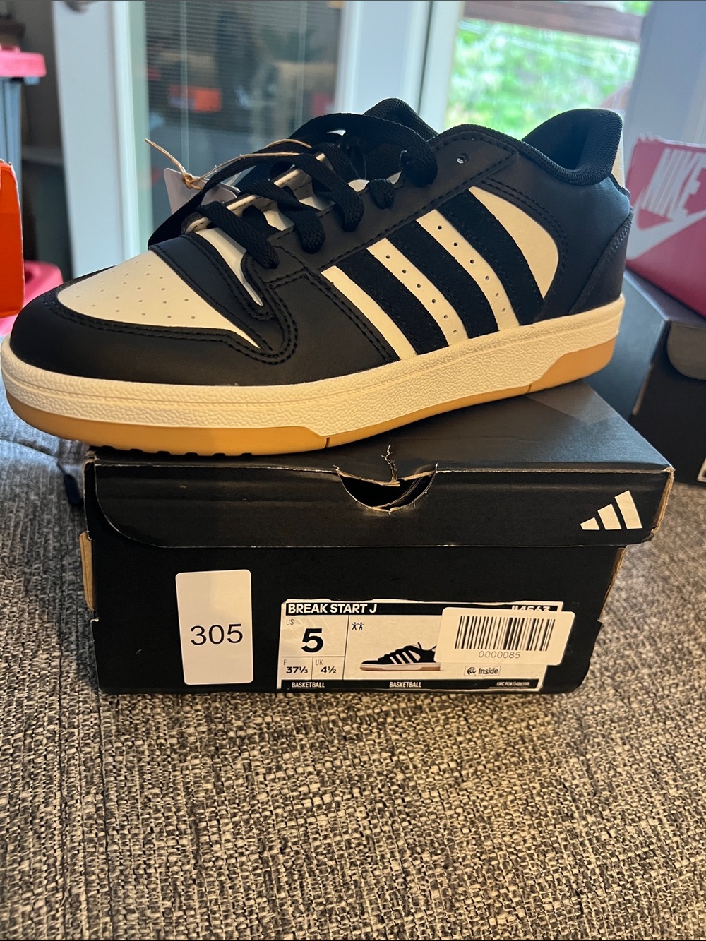 adidas Black and White Low-Top Sneakers with Gum Sole
